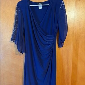 MSK Women's Navy Dress with Embellished Sleeves
